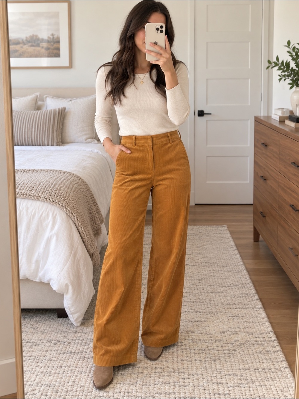 NWT J.Crew Cognac Corduroy Wide Leg Pants Size 2